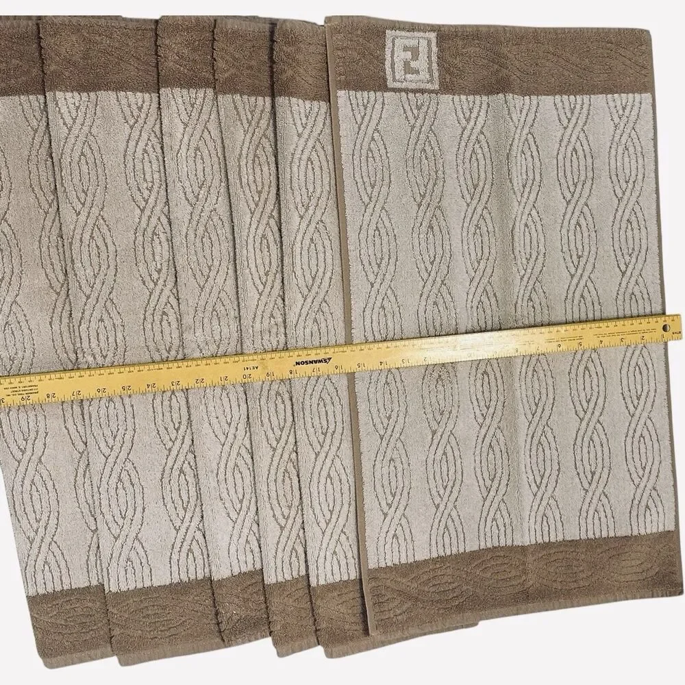 6 VTG Fendi Cotton 100% Bath Towel Floor Mat 16 X 27 Royalton/Bibb USA Tan Beige